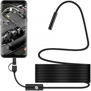 Endoscope USB 7mm 2 en 1 cam&eacute;ra d'endoscopie &eacute;tanche avec c&acirc;ble USB de 5 m pour adaptateur de p&eacute;riph&eacute;rique de tablette de t&eacute;l&eacute;phone Android（640P）
