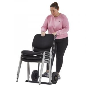 PROVOST - Diable porte-chaises m&eacute;tallique gris anthracite - Transport facile pour chaises empilables (capacit&eacute; 150 kg)