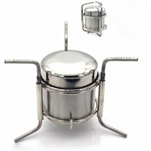 R&eacute;chaud &agrave; Alcool de Camping Portable Alcool en Acier Inoxydable Cuisini&egrave;re en Plein Air Pliant Mini Spirit Cooker Pique-Nique bbq Cookout Po&ecirc;le,