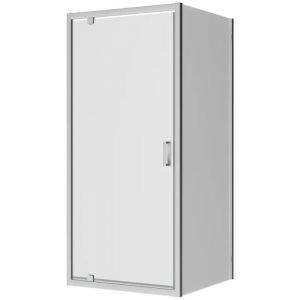 Parama - Paroi de douche 80x70 cm Porte battante d'angle et paroi fixe Profilés en aluminium chromé Verre opaque 6mm h190 - Réversible Mod. Apulia