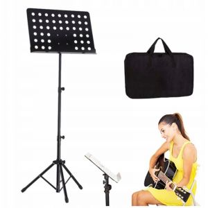 Pupitre &agrave; musique pliable, haut, r&eacute;glable, ajour&eacute; + sac