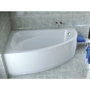 Baignoire Bain d'angle 150x100 Gauche avec tablier en acrylique, Siphon de bain et pieds (support) - Set 4en1 - Fabriqué en ue Badland cornea