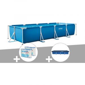 Kit piscine tubulaire rectangulaire 3,00 x 2,00 x 0,75 m + Bâche de protection + 6 cartouches - Intex