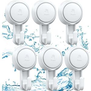 Lot 6 Crochet Ventouse Mural Puissante 5KG, Crochet Vacuum Plastique Porte Serviette Peignoir Couronne Manteau Torchon &agrave; Ventouse