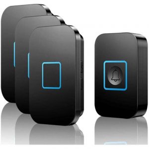 Sonnette sans fil, ensemble de sonnette sans fil, port&eacute;e de 300 m sonnette de porte d'entr&eacute;e ext&eacute;rieure &eacute;tanche avec 3 r&eacute;cepteurs enfichables, 60