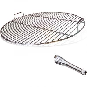 Paryou - 304 Grille de Barbecue Ronde en Acier Inoxydable avec poignée, diamètre 54,5 cm pour Barbecue au Charbon de Bois de 57 cm e.g Weber, avec