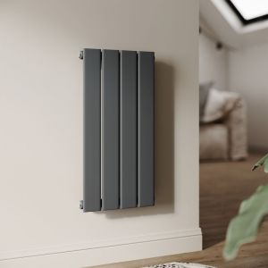 SONNI Radiateur eau chaude en acier Conception murale Vertical Radiateur chauffage central 600x311mm Panneau Unique Anthracite (222W)
