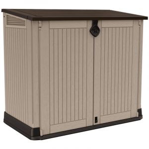 Armoire Ext&eacute;rieure Gander, Meuble de Jardin &Eacute;tanche, Portes Battantes, 71,5x132x113,5h cm Beige