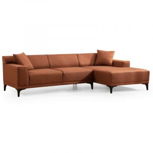 Canap&eacute; d'angle &agrave; droite moderne en tissu blanc avec 2 coussin Tivano 250 cm 2