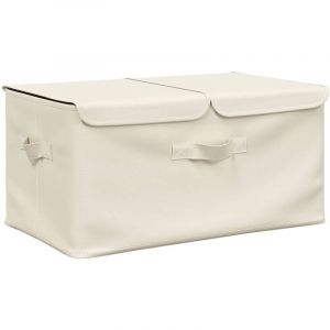 Bo&icirc;te de rangement，Coffre de rangement Tissu 50x30x25 cm Cr&egrave;me CFW299780