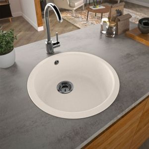 CAREA - Evier rond &agrave; encastrer MIRADE 1 bac Sable - Couleur &eacute;viers - Sable mouchet&eacute;