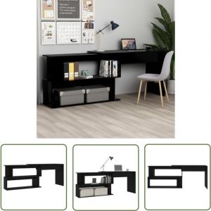 The Living Store - Bureau d'angle Noir 200x50x76 cm Bois d'ingénierie - Bureau D'angle - Bureau Noir - Bureau Moderne - Bureau Compact - Meuble De