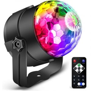 Boule disco led Lampe, Lumi&egrave;re disco rotative &agrave; 360&deg; - rgb Couleurs, T&eacute;l&eacute;commande (Prise standard europ&eacute;enne)