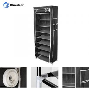 Rangement Chaussure Tissu, Meuble a Chaussure avec Housse, 9 Couches, 58 x 29 x 160 cm, &Eacute;tagere Chaussure pour Sneakers Box etc. Noir