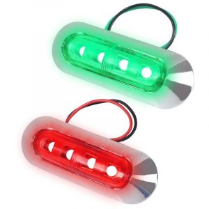 2 Pi&egrave;ces Feux Navigation Bateau &agrave; LED, Lumi&egrave;res Pont Marines &agrave; LED &Eacute;tanches pour Bateau &agrave; Voile Yacht de Nuit 12V (rouge/vert)