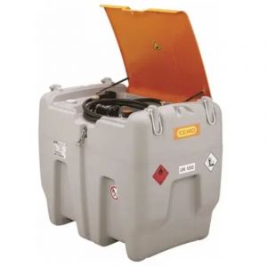 Cemo - Cuve de ravitaillement gasoil pe 620L avec kit pompe &agrave; gasoil 12V 45 l/min et pistolet automatique et capot