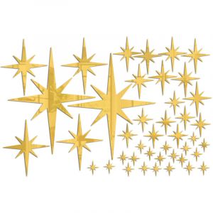 Un ensemble de 42 Dor&eacute; Autocollant Mural Miroir &eacute;toile DIY, d&eacute;calcomanie Acrylique, Papier Peint Autocollant imperm&eacute;able pour Chambre d'enfant
