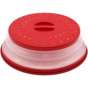 Cloche Micro Ondes- Couvercle Pliable Couverture de Protection Anti-éclaboussures Passoire pour Fruits et Légumes sans bpa et Non Toxique (Rouge) Fei