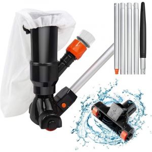Aspirateur Piscine, Aspirateur Piscine Hors Sol Manuel à Vide avec Brosse et 5 Pôles et Sac en Filet, Portable Mini Aspirateur Accessoires de