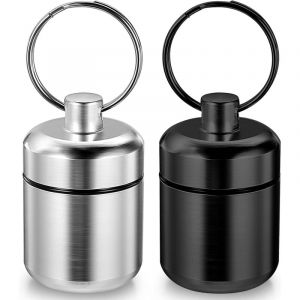 Sollbry - 2 pièces Boîte à pilules porte-clés,Boîte à pilules étanche,mini étui à pilules boîte à pilules portable étanche boîte à pilules en métal