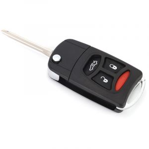 Jeffergarden Coque pliable &agrave; 3 boutons de panique pour t&eacute;l&eacute;commande, &eacute;tui porte-cl&eacute; adapt&eacute; &agrave; CHRYSLER 300 2005 &ndash; 2007