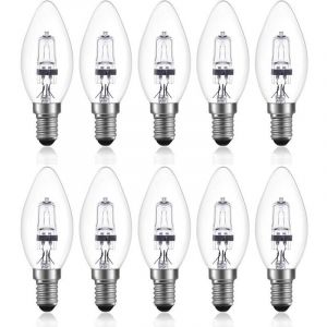 Ampoule halog&egrave;ne 42 w E14 C35 &agrave; intensit&eacute; variable, ac 220-240 v, blanc chaud 2700 k, ampoule halog&egrave;ne transparente E14 (lot de 10)