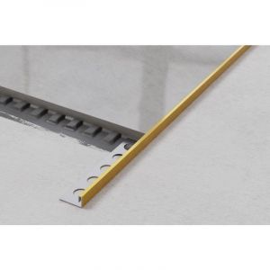 Ilcom - Profil d'angle j rectifié en acier inoxydable pour carrelage 1cm x 270cm - Or satiné