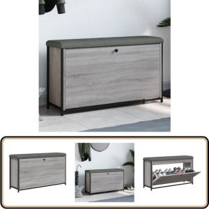 Banc à chaussures tiroir rabattable sonoma gris 102x32x56 cm - Banc à Chaussures - Banc Coffre - Rangement Chaussures - Meuble Entrée - Banc Salle