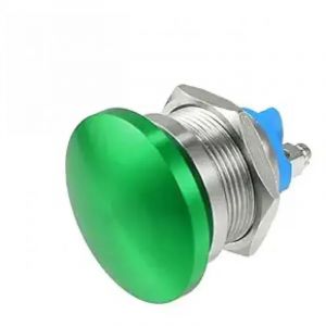Interrupteur &agrave; bouton-poussoir momentan&eacute; 22 mm 3 V/6 V/12 V/24 V/48 V/110 V/220 V, t&ecirc;te champignon m&eacute;tallique, bouton de d&eacute;marrage rond, 1 NO