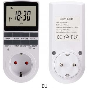 (1 Pack) Prise Programmable Digitale avec Compte &agrave; rebours Minuterie Num&eacute;rique Journalier/Hebdomadaire Programmateur Prise Electrique avec Ecran LCD