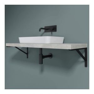 Doporro - 1 pièce equerre de fixation plan de toilette étagère tablette murale acier inox noir 45cm WH02