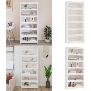 Vidaxl - Biblioth&egrave;que Blanc 80x35x183 cm Bois de pin massif - Biblioth&egrave;que Blanche - Biblioth&egrave;que Bois - &Eacute;tag&egrave;re Bois - Meuble Rangement - Armoire &agrave;