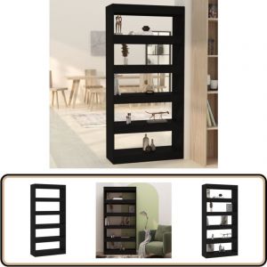 Vidaxl - Biblioth&egrave;que/S&eacute;parateur de pi&egrave;ce Noir Bois d'ing&eacute;nierie - Biblioth&egrave;que - Meuble Rangement - &Eacute;tag&egrave;re - S&eacute;parateur Pi&egrave;ce - Biblioth&egrave;que Noire