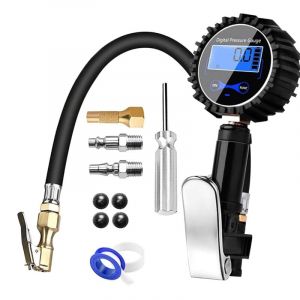 Manomètre de pression des pneus, manomètre numérique, compresseur 200 PSI, gonfleur avec écran LCD numérique et accessoires multiples pour voiture,