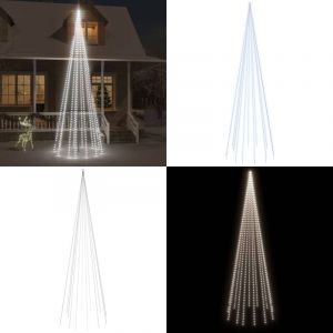 Sapin de Noël sur mât de drapeau 732 LED Blanc froid 500 cm - Arbre De Noel Lumineux - Éclairage Extérieur - Decoration Noel - Sapins Led - Guirlande