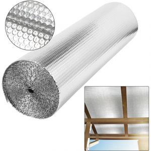 Wolketon Film alv&eacute;olaire en aluminium Film isolant Film thermique Film r&eacute;fl&eacute;chissant 20 m x 1 m argent&eacute; &ndash; Isolation thermique et protection contre le