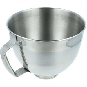 vhbw Bol m&eacute;langeur compatible avec KitchenAid 4,7 L, 4,3 L robot de cuisine avec t&ecirc;te inclinable - 5 L en inox avec poign&eacute;e