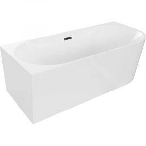 Mexen - Baignoire Mia d'angle gauche freestanding 180 x 80 cm, blanche, trop plein noir - 52691808000L-70