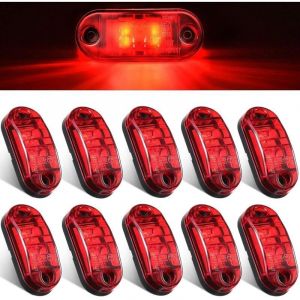 10 pcs DC12v/24v feux de remorque &agrave; led,2 leds Imperm&eacute;able feux de position lat&eacute;raux de remorque &agrave; led feux de circulation &agrave; signal ovale feux de