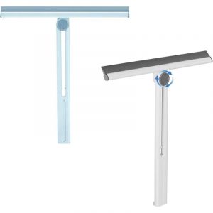 Ccykxa - Blanche et Bleu 2pcs Raclette Douche Rotatif à 360°, Raclette de Douche Pliable, 28x30cm Raclette Salle, Raclette Silicone pour Vitre,