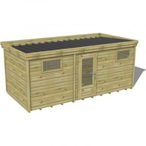 Abri Français - abri de jardin bois traité 27mm, 6x2,6m, 16m2, Plancher