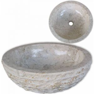 Design In - Vasque à poser Lavabo Évier à poser Bac à laver Marbre 40 cm Crème CVW52970