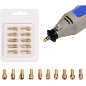 Lot de 10 mandrins en laiton de pr&eacute;cision 0,5-3,2 mm pour perceuse Dremel - Outils rotatifs de mandrin &eacute;lectrique
