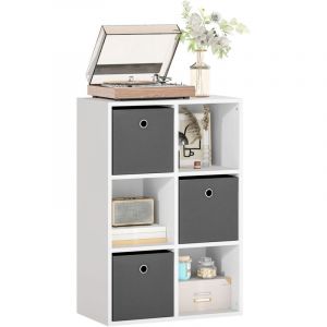 Rangement organis&eacute; avec 6 cases et 3 tiroirs en tissu, &eacute;tag&egrave;re multifonction, gris