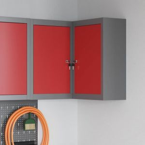 Torana - Armoire à outils d'angle murale et verrouillable en acier rouge