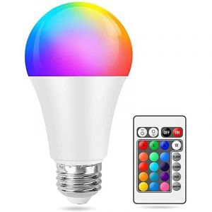 Ampoule LED RGB, lampe color&eacute;e changeante, avec t&eacute;l&eacute;commande IR, E27, RGBWW,10W, 220V