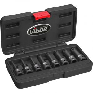 Jeu de douilles m&acirc;les &agrave; chocs, denture multiple ∙ xzn ∙ V7018 ∙ Carr&eacute; creux 1/2 pouce (12,5 mm) ∙ Profil denture multiple int&eacute;rieur xzn ∙ 8 pi&egrave;ces ∙