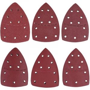 60 pièces papier de verre de souris, 11 trous de papier de ponceuse de détail feuilles de ponçage de papier abrasif de paume séparées