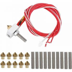 3D Printer Accessory Kits Heating Block + 10pcs 0.4mm 3D Printer Nozzle + Pipe Throat for MK8, Anet A8, Alunar M508, CR7, V2