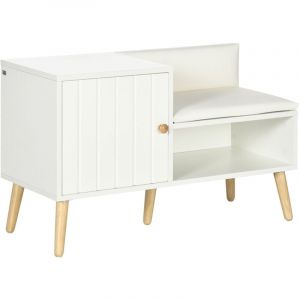 Banc meuble à chaussures 2 en 1 style scandinave bois pin blanc